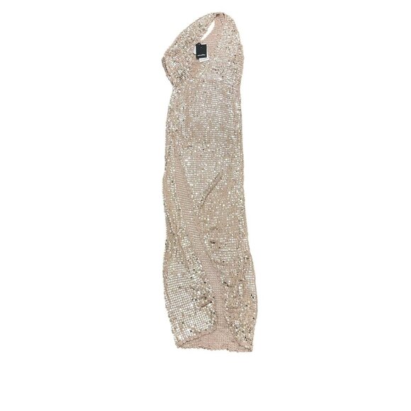 Retrofete $745 Candice Tan Sequin Maxi Crochet Dress Sz M/L Cutout NWT - Picture 5 of 8